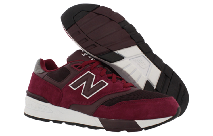Lookbook New Balance NB 597 復古百搭運動 低幫 跑步鞋 男款 深紅色