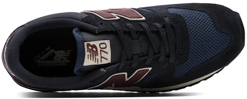 Lookbook New Balance NB 770 舒適 復古 透氣 低筒 跑步鞋 男款 黑藍色 英國製