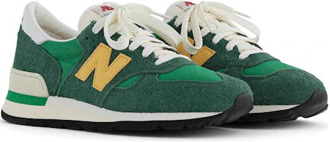 Lookbook New Balance NB 990 V1 舒適 減震防滑耐磨 低筒 跑步鞋 男女同款 綠黃