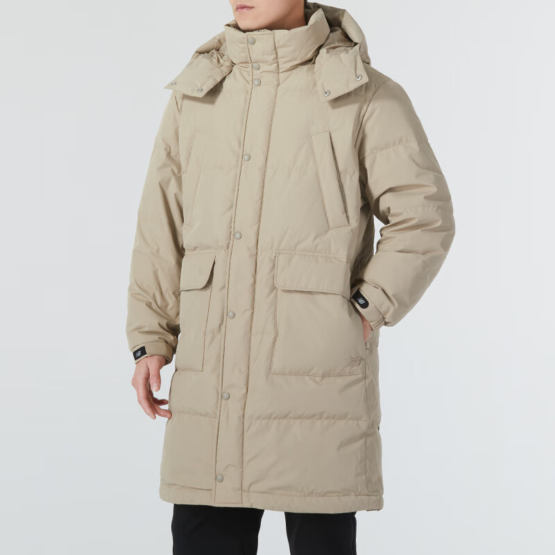 Details for New Balance Beige Chaqueta Larga Casual con Capucha Cortavientos para Exterior. NPD4E241-LBE