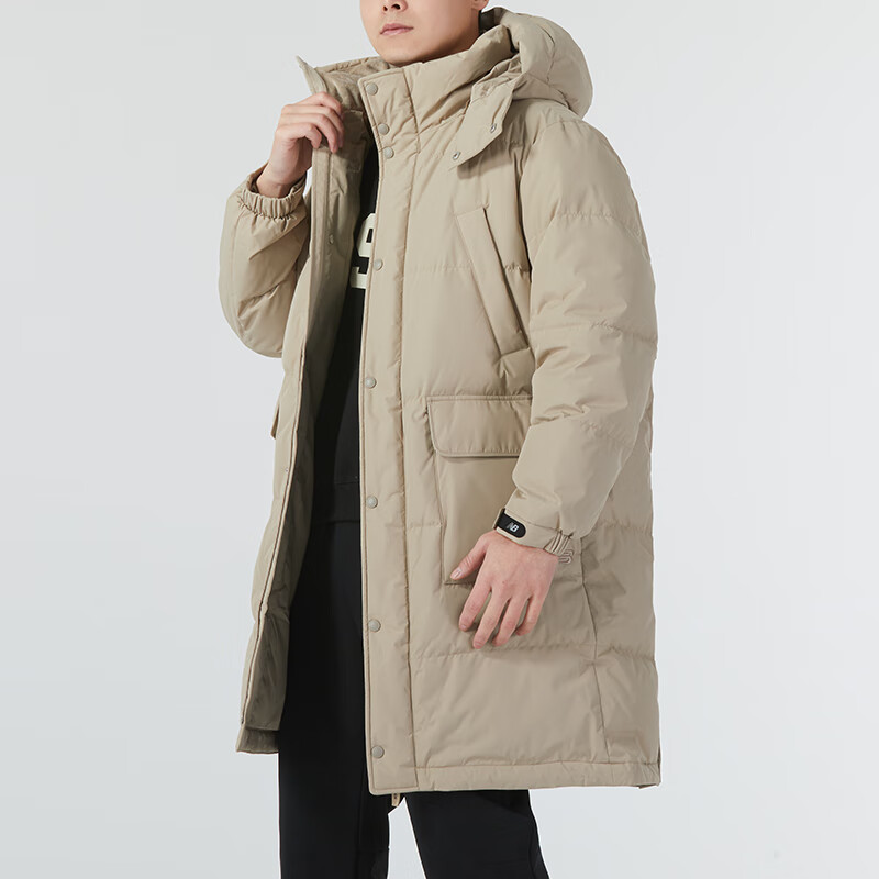 Cheap New Balance Beige Chaqueta Larga Casual con Capucha Cortavientos para Exterior. NPD4E241-LBE