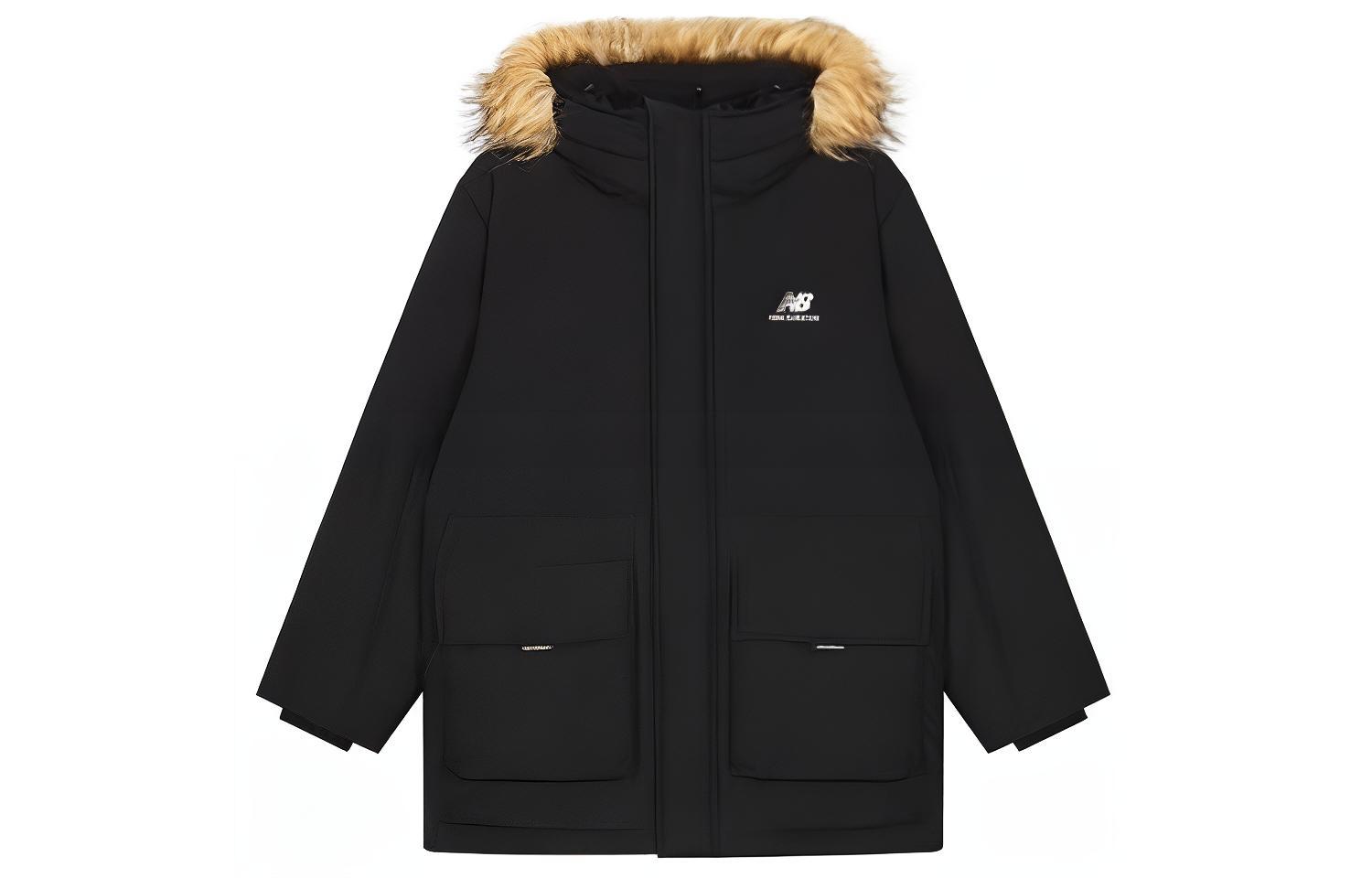 Order New Balance  Black Down Jacket with Logo Print and Hooded Design. AMJ23355-BK