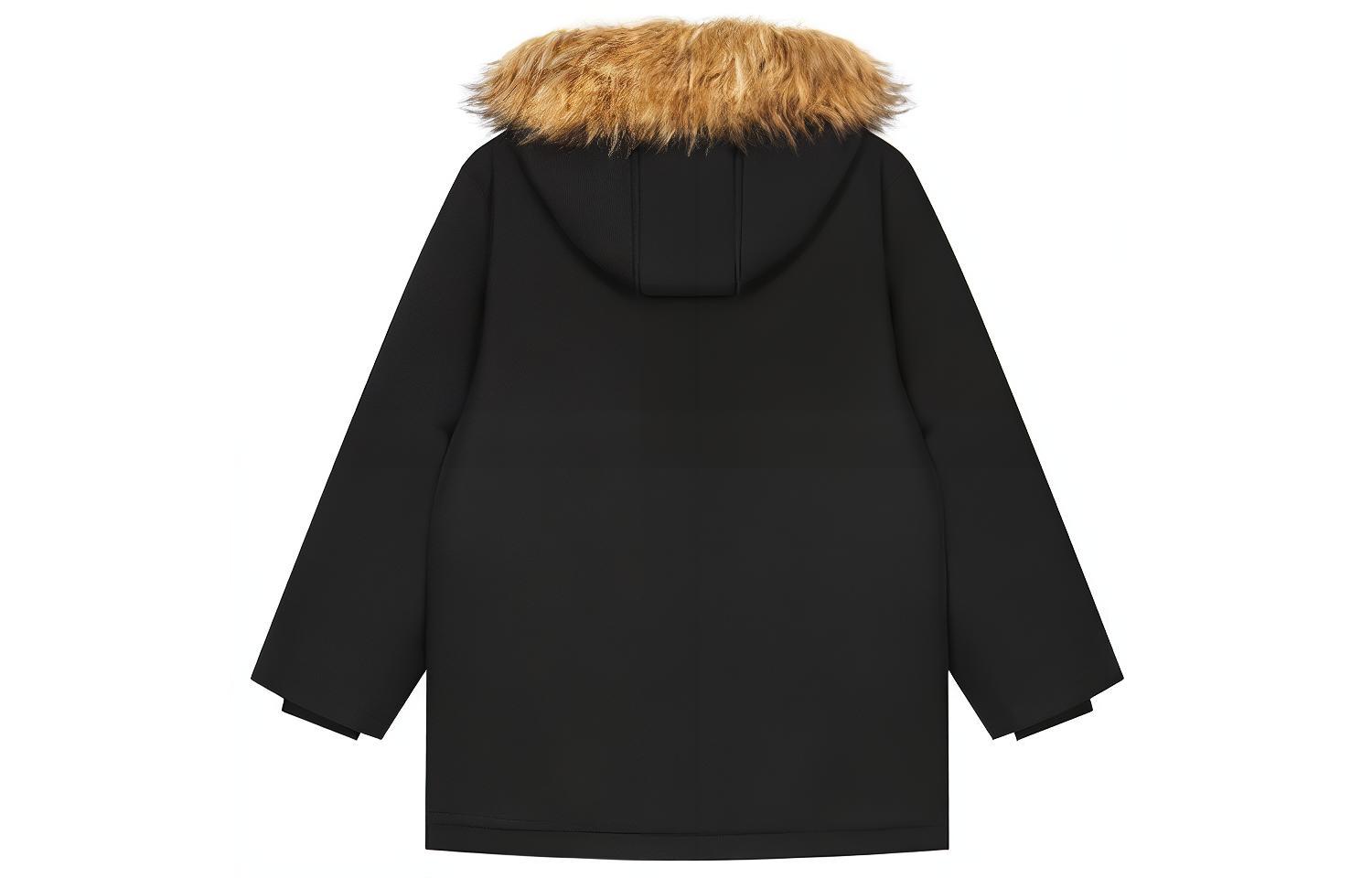 Lookbook New Balance  Black Down Jacket with Logo Print and Hooded Design. AMJ23355-BK