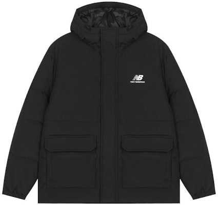 New Balance Black Hooded Down Jacket with Hidden Zipper and Solid Design AMJ23340-BK Order New Balance Black Hooded Down Jacket with Hidden Zipper and Solid Design AMJ23340-BK