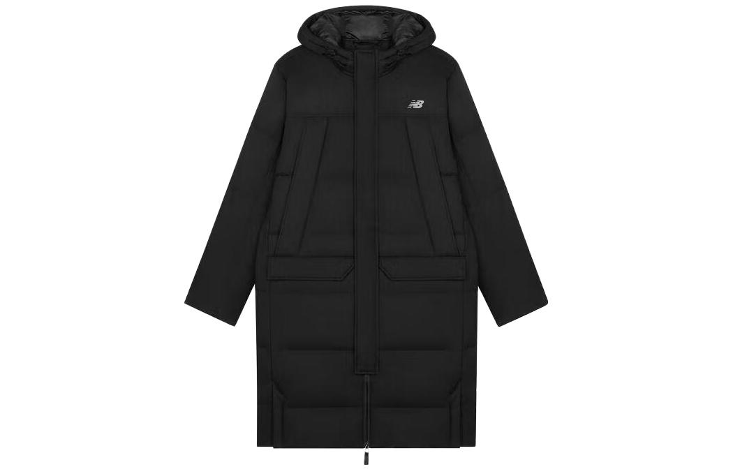 New Balance  Black Hooded Puffer Jacket with Letter Print Design. AMJ33338-BK