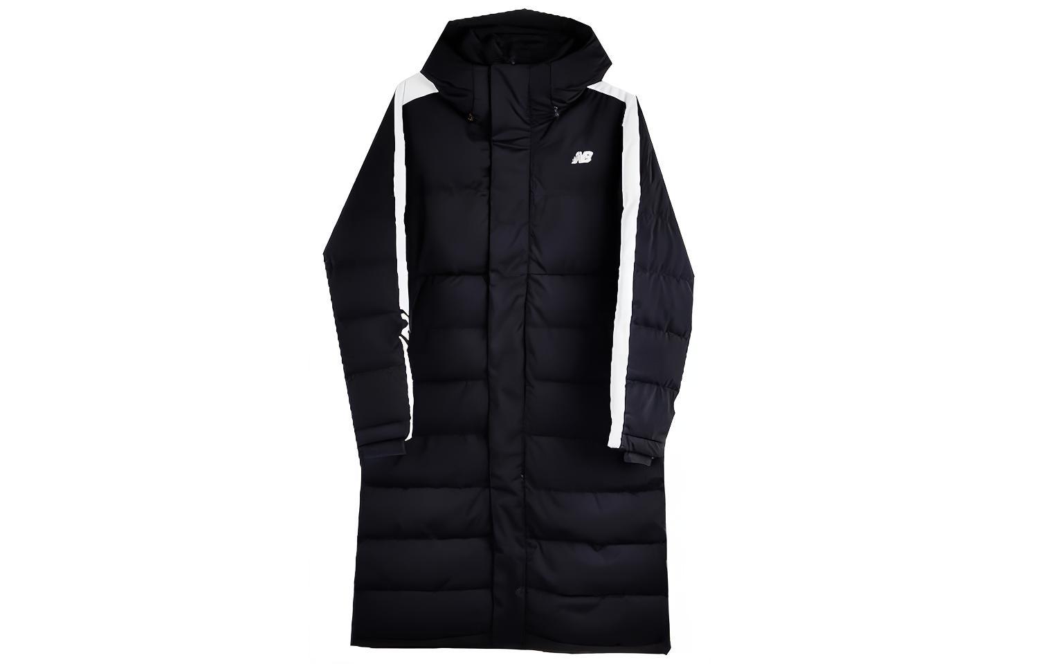 New Balance  Black Letter Print Colorblock Long Down Jacket. NP846051-BK