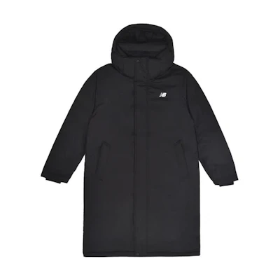 New Balance Black Logo Printed Long Padded Coat Casual Winter Jacket. NQ84V023-BK