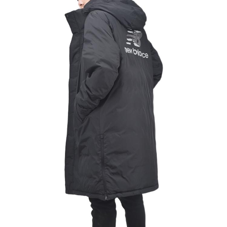 Lookbook 新百伦黑色logo印花长款加厚羽绒外套冬季休闲夹克. NQ84V023-BK