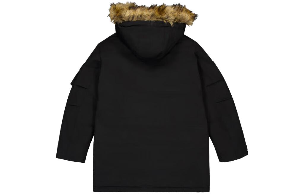 Lookbook New Balance  Black Long Down Jacket Coat with Hood and Zipper Closure NPD44011-BK