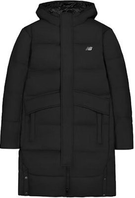 New Balance Black Long Hooded Down Jacket with Zipper. AMJ43355-BK Buy New Balance Black Long Hooded Down Jacket with Zipper. AMJ43355-BK