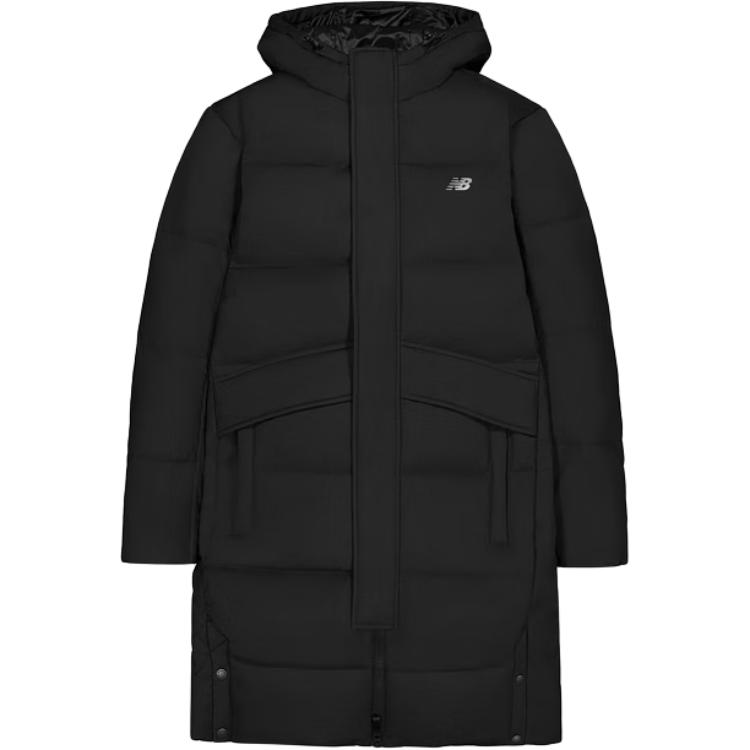 Order New Balance  Black Long Hooded Down Jacket with Zipper. AMJ43355-BK