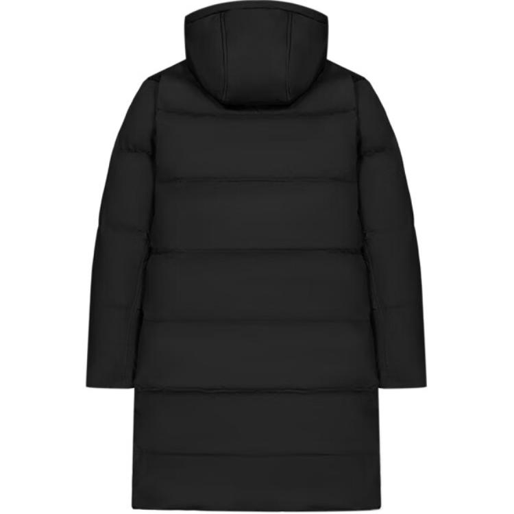 Lookbook New Balance  Black Long Hooded Down Jacket with Zipper. AMJ43355-BK