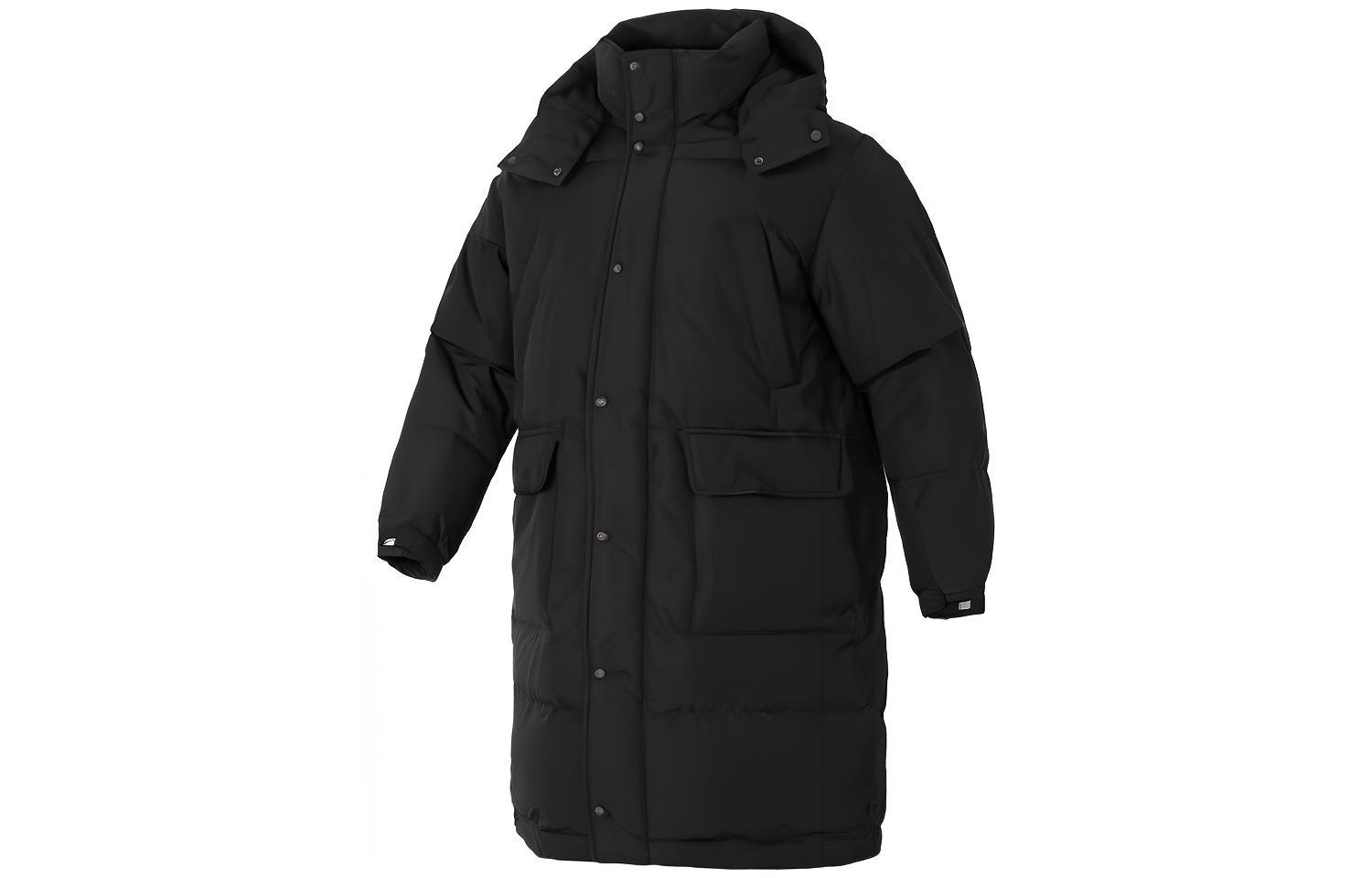 New Balance  Black Long Puffer Jacket with Hood and Zipper Casual Wear NPD4E241-BK