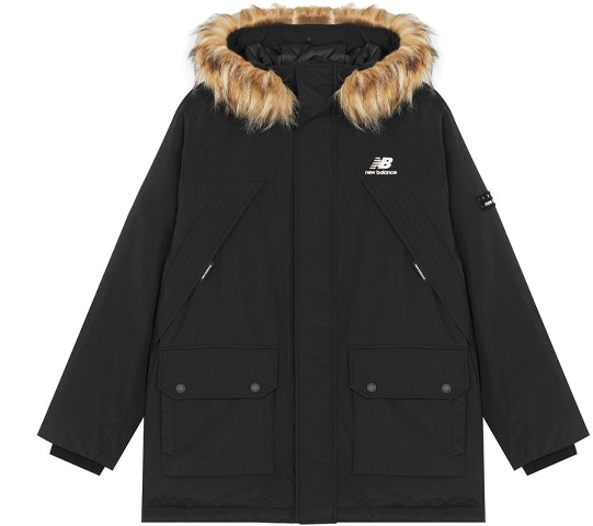 new-balance-black-mid-length-down-jacket-with-fur-collar-winter-style-amj-14304-bk