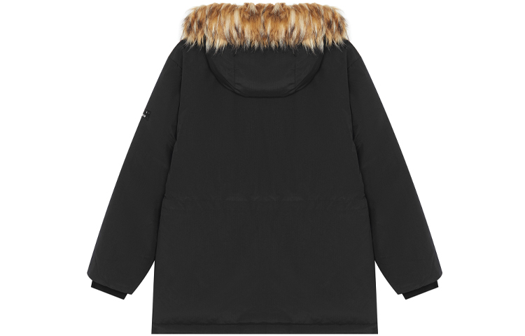 Lookbook New Balance  Black Mid-Length Down Jacket with Fur Collar - Winter Style. AMJ14304-BK