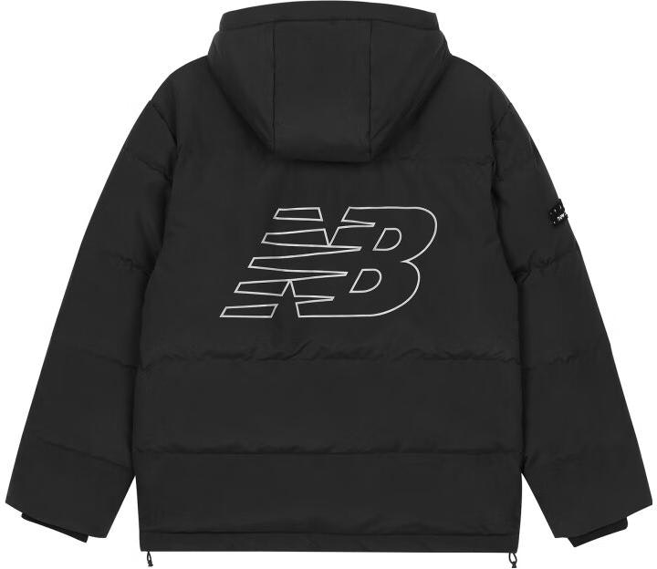 new-balance-black-mid-length-hooded-down-jacket-with-back-logo-amj-33339-bk