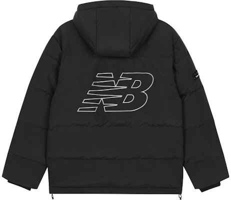 뉴발란스 블랙 백 로고 미드 렝스 후드 다운 재킷. AMJ33339-BK Order 뉴발란스 블랙 백 로고 미드 렝스 후드 다운 재킷. AMJ33339-BK