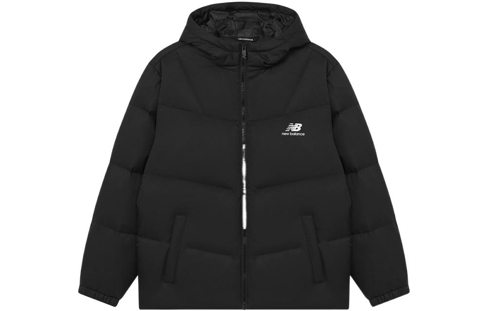 New Balance  Black Puffer Jacket with Logo Print and Full-Zip Hoodie. AMJ23342-BK