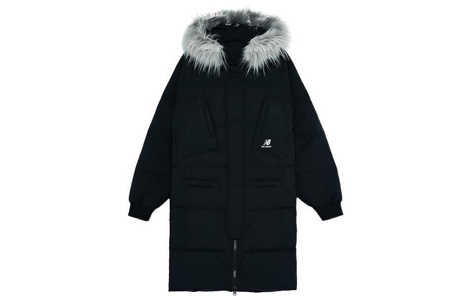Order New Balance  Black Puffer Jacket with Logo Print and Zip-up Hood. AMJ24374-BK