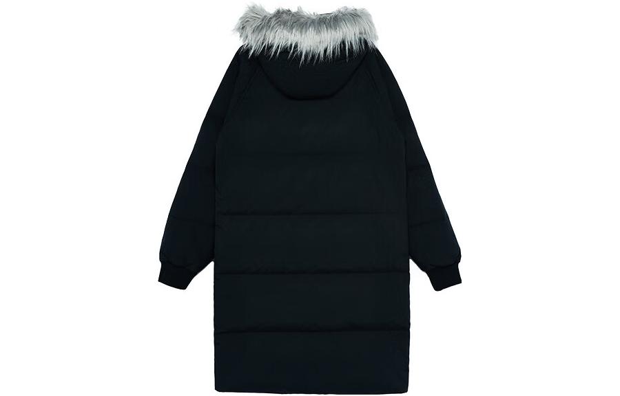 Lookbook New Balance  Black Puffer Jacket with Logo Print and Zip-up Hood. AMJ24374-BK