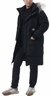 New Balance Black Puffer Jacket with Logo Print and Zip-up Hood. AMJ24374-BK Shop New Balance Black Puffer Jacket with Logo Print and Zip-up Hood. AMJ24374-BK