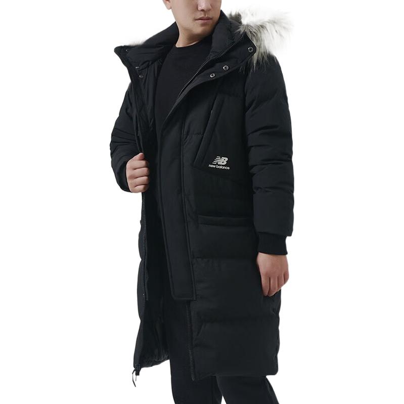 Purchase New Balance  Black Puffer Jacket with Logo Print and Zip-up Hood. AMJ24374-BK