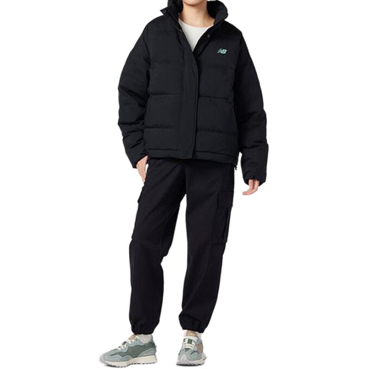 Details for New Balance Jaket Puffer Hitam dengan Cetakan Logo dan Kolar Berdiri. AMJ23345-BK