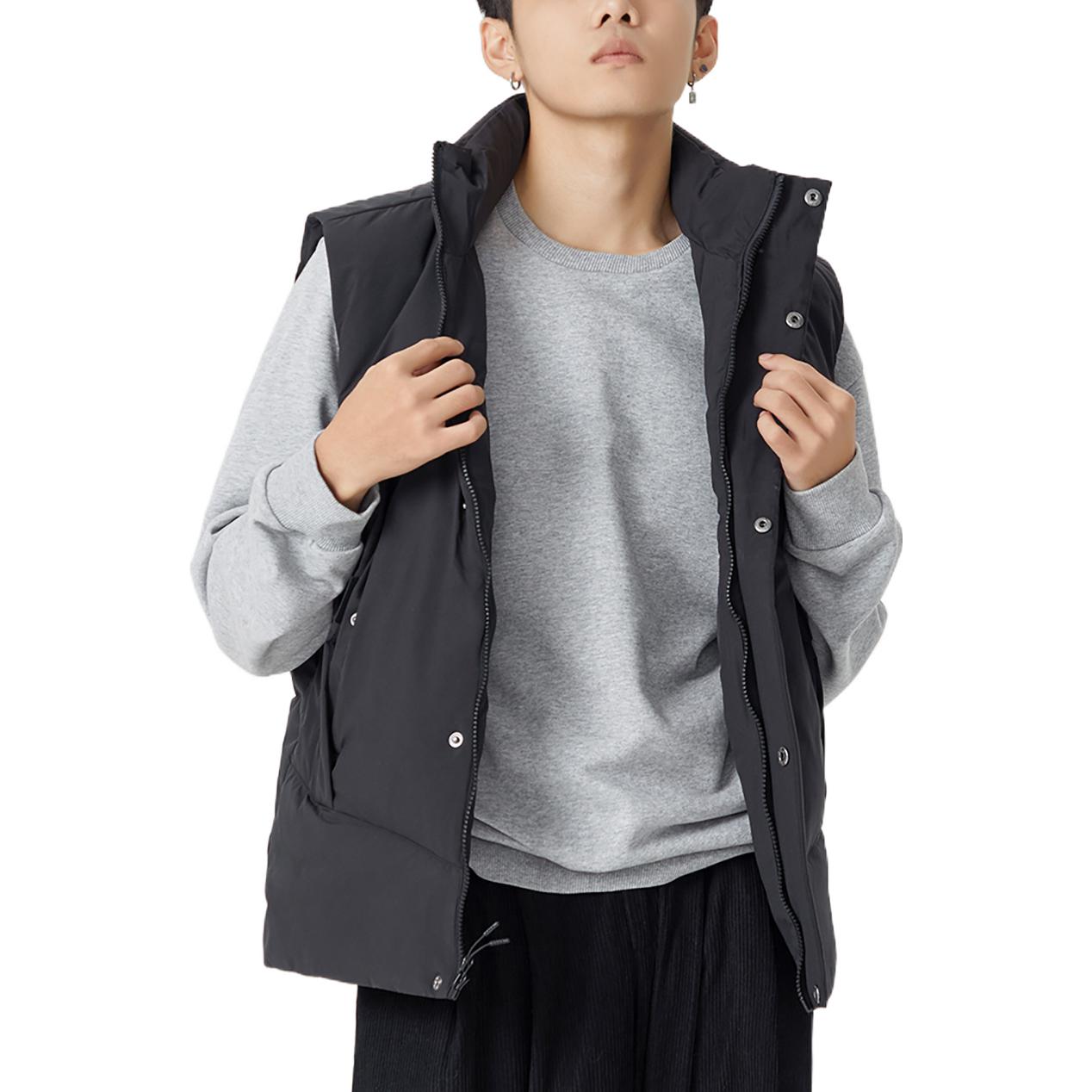 Sizing ニューバランス ブラックパファーベスト - ロゴプリント, カジュアル, 厚手, 暖かい AMV24360-BK