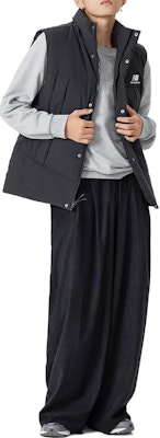 ニューバランス ブラックパファーベスト - ロゴプリント, カジュアル, 厚手, 暖かい AMV24360-BK Cheap ニューバランス ブラックパファーベスト - ロゴプリント, カジュアル, 厚手, 暖かい AMV24360-BK