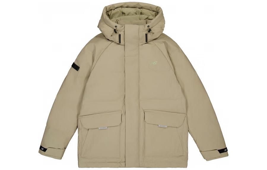 New Balance  Brown Down Jacket with Zipper and Hood NPD44041-LBE