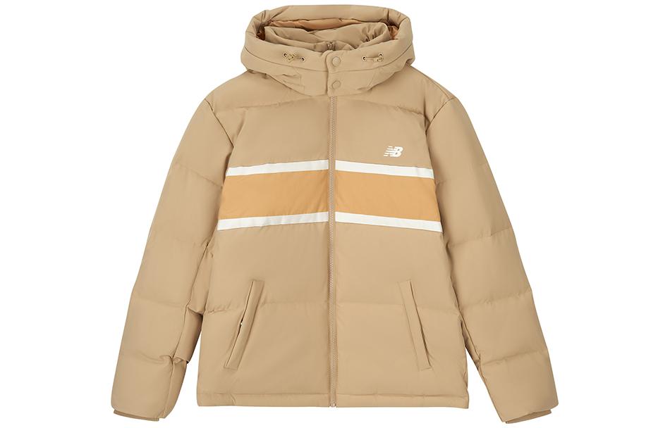 New Balance  Colorblock Casual Warm Hooded Down Jacket Khaki. AMJ33341-INC