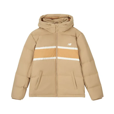 New Balance Colorblock Casual Warm Hooded Down Jacket Khaki. AMJ33341-INC
