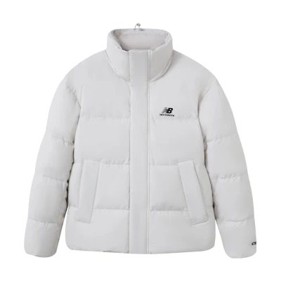 New Balance Cream White Puffer Jacket with Embroidered Logo. NBNPC41013-64