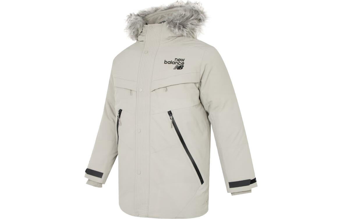 New Balance  Gray Printed Logo Zipper Hooded Long-Sleeve Down Jacket AMJ24373-PAA 圖 2