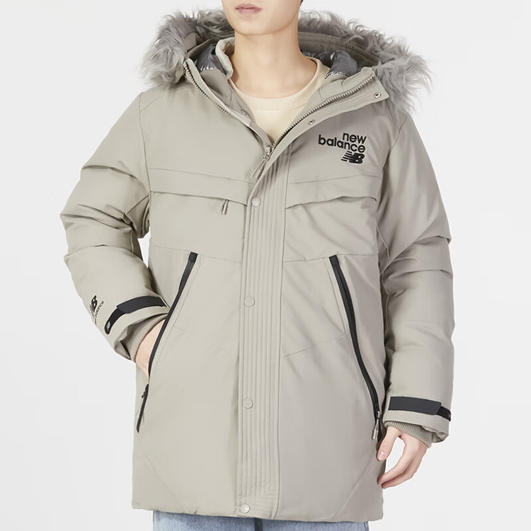 New Balance  Gray Printed Logo Zipper Hooded Long-Sleeve Down Jacket AMJ24373-PAA 圖 4