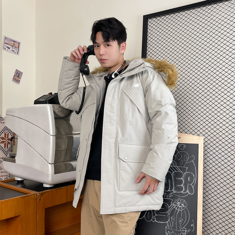 Sizing 新百伦灰色连帽羽绒服保暖外套 AMJ34323-SEN