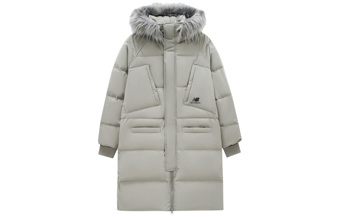 New Balance  Grey Puffer Jacket with Logo Print and Zip-up Hoodie. AMJ24374-PAA