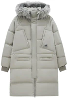 New Balance Grey Puffer Jacket with Logo Print and Zip-up Hoodie. AMJ24374-PAA New Balance Grey Puffer Jacket with Logo Print and Zip-up Hoodie. AMJ24374-PAA