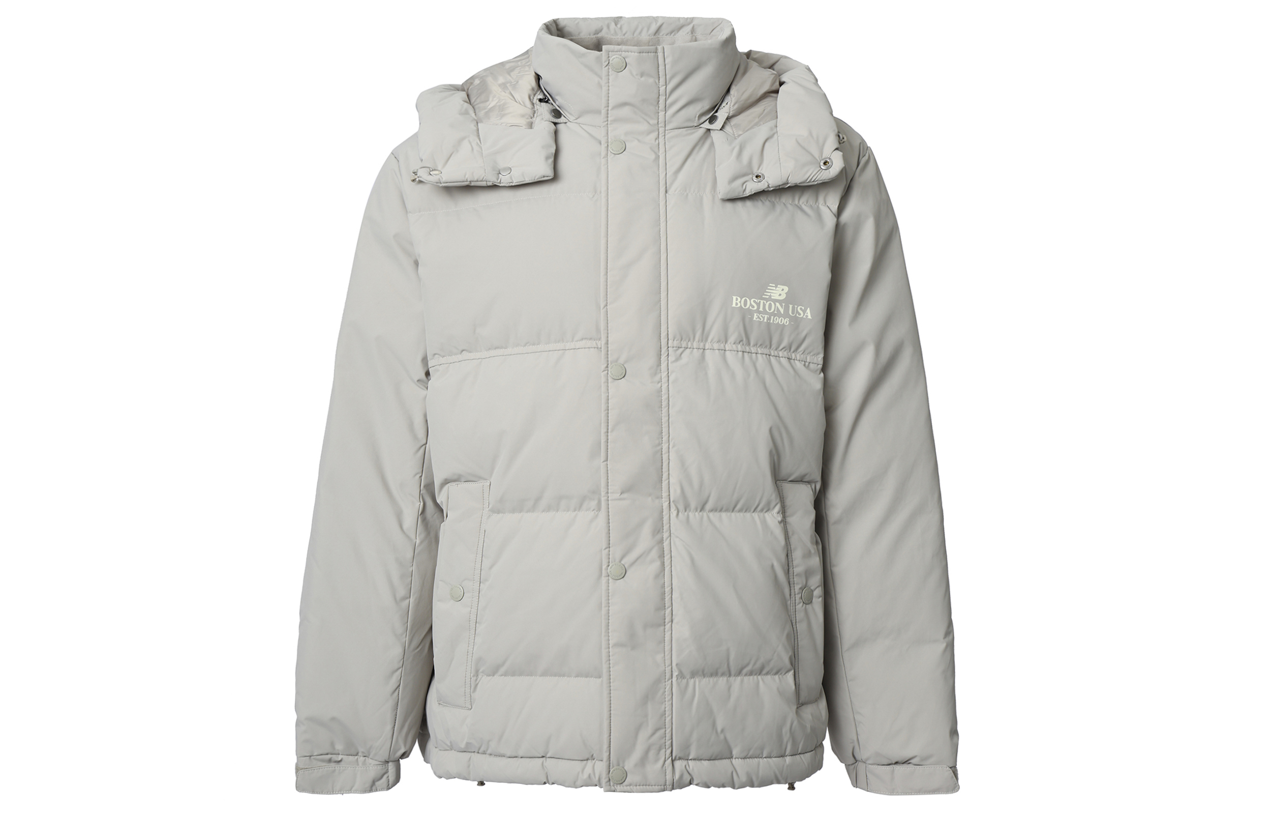 New Balance  Grey Windproof Outdoor Comfort Down Jacket with Letter Pattern. AMJ34301-SEN