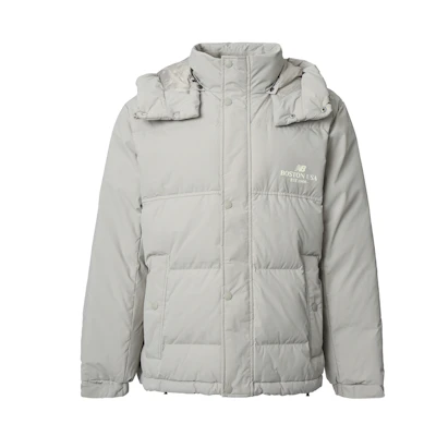 New Balance Grey Windproof Outdoor Comfort Down Jacket with Letter Pattern. AMJ34301-SEN