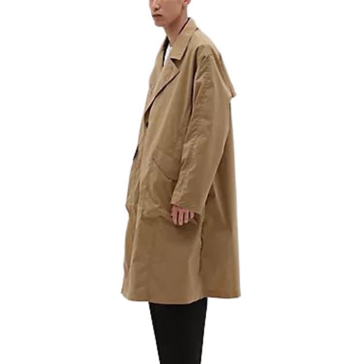 Sizing New Balance  Khaki Long Sleeve Trench Coat with Polo Collar. AMJ45002-DLC