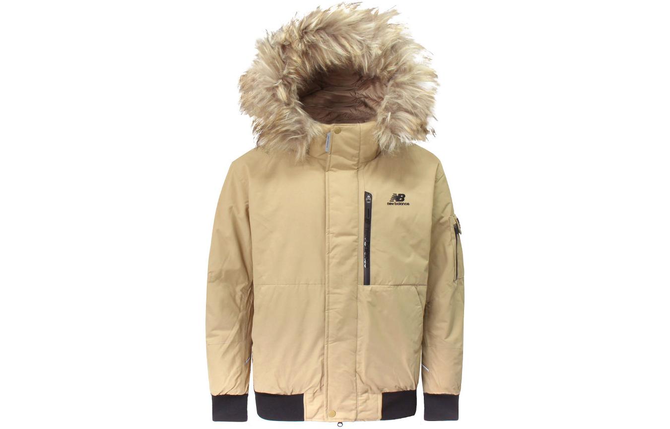 New Balance  Light Brown Hoodie Zip-Up Jacket with Logo Print. NBNPA43043-35