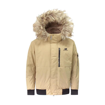 New Balance Light Brown Hoodie Zip-Up Jacket with Logo Print. NBNPA43043-35