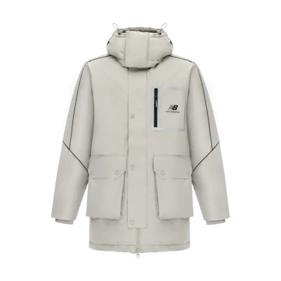 New Balance Logo Printed Puffer Jacket - Grey. AMJ14320-ARF
