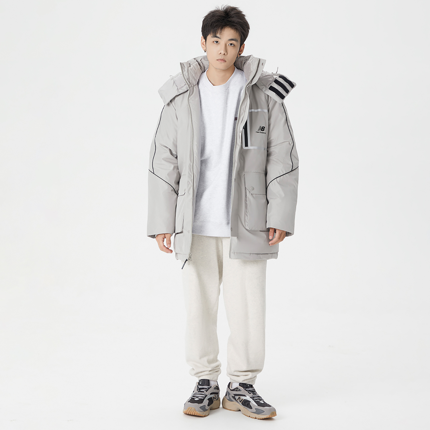 Shop New Balance  Logo Printed Puffer Jacket - Grey. AMJ14320-ARF