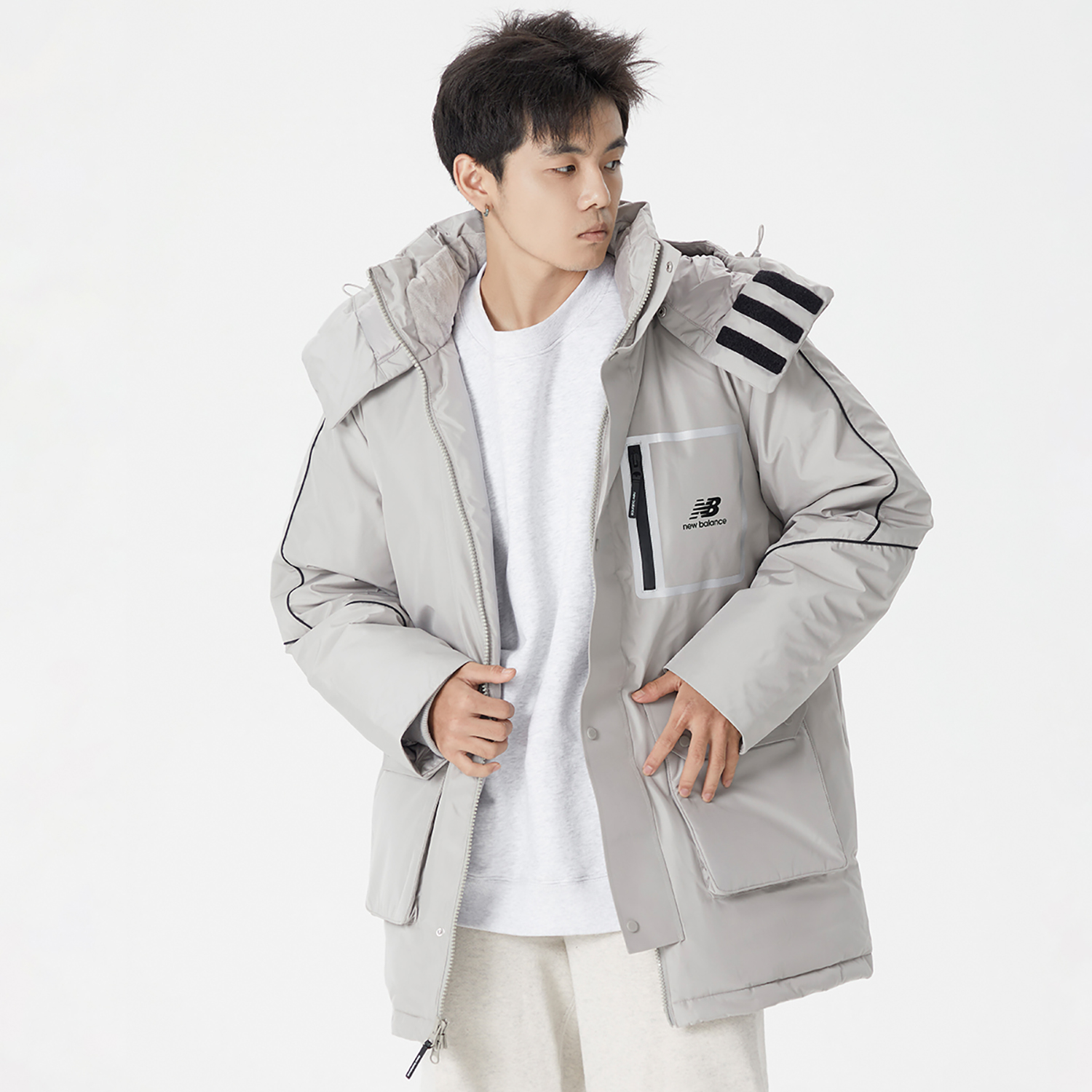 Cheap New Balance  Logo Printed Puffer Jacket - Grey. AMJ14320-ARF