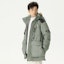 Details for New Balance Logo Printed Puffer Jacket with Fur Collar in Dark Olive Green AMJ14300-OLG