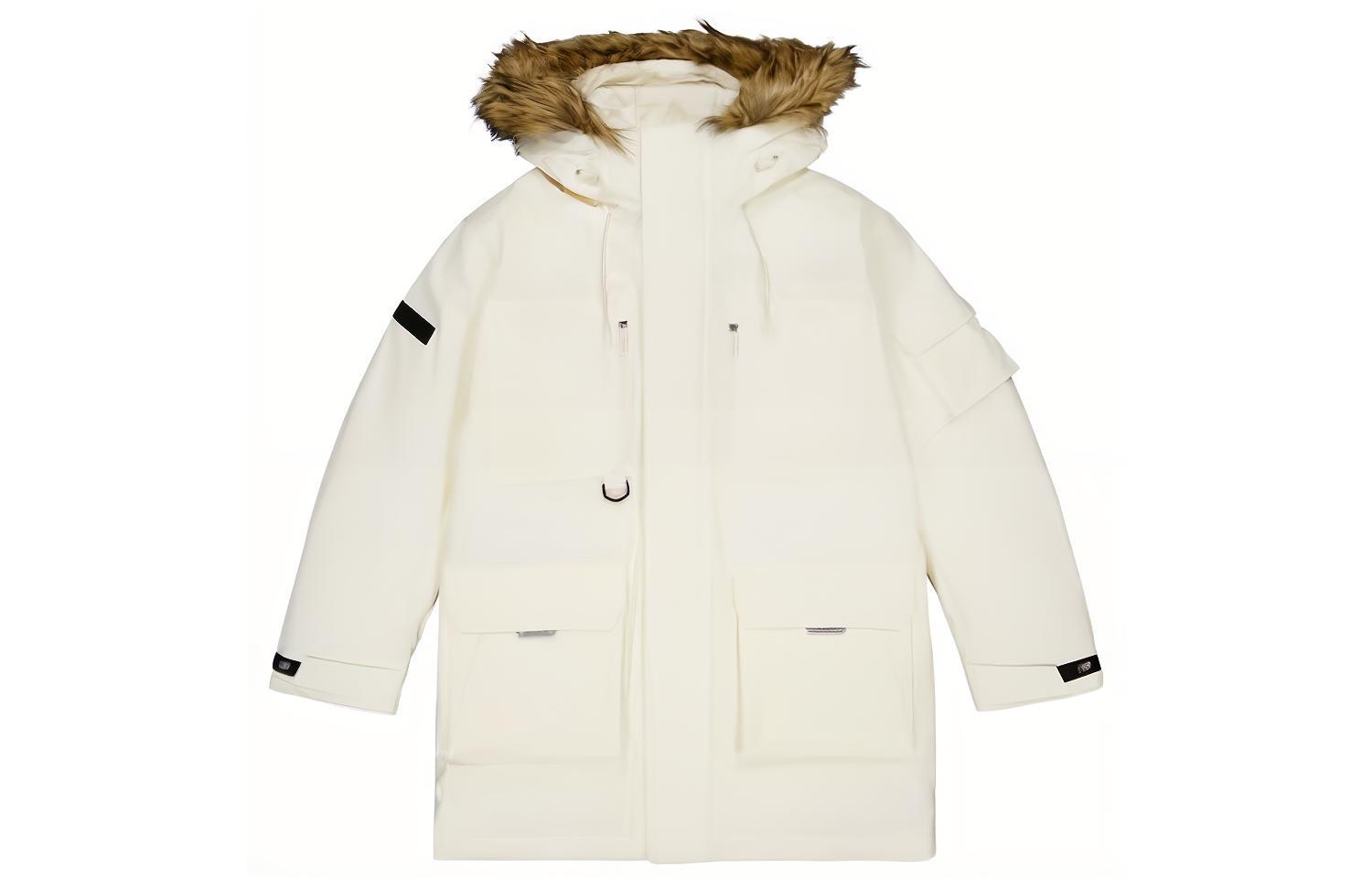 New Balance  Long Down Jacket White - Windproof, Insulated Hoodie Coat NPD44011-WT