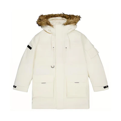 New Balance Long Down Jacket White - Windproof, Insulated Hoodie Coat NPD44011-WT