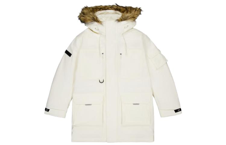 Order New Balance 长款白色羽绒服 - 防风保暖连帽外套 NPD44011-WT